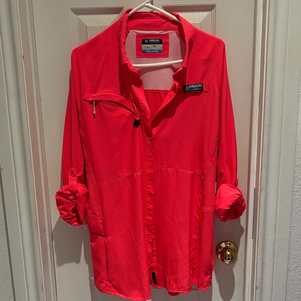 Magellan Outdoors Lightweight Angler shirt- Bright Coral